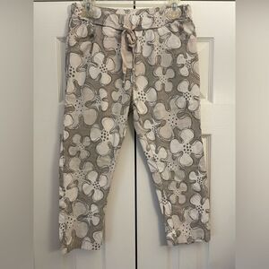 Glory Milano Floral Cropped Pants Made in Italy Size Medium